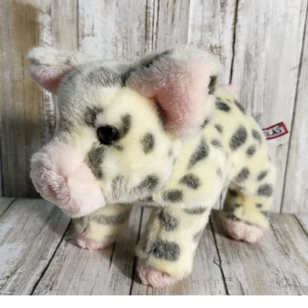 Douglas Cuddle Toys Plush Pig Spotted Black Gray Cream Stuffed Animal Toy - Picture 5 of 9